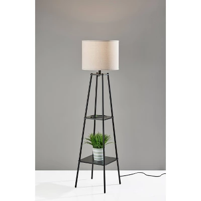 Adrian Shelf Floor Lamp Black - Adesso 1 Adrian Shelf Floor Lamp Black - Adesso