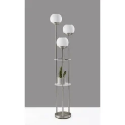 Bianca Shelf Floor Lamp Brushed Steel - Adesso -Adesso Sales GUEST 0f3af745 64e0 4601 8b7e 7d4a6a0c934b