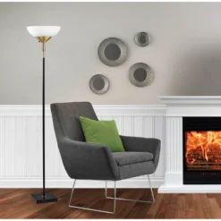 300W Noah Torchiere Black - Adesso -Adesso Sales GUEST 11109a17 2efd 438a af7a 47bbb6babb14