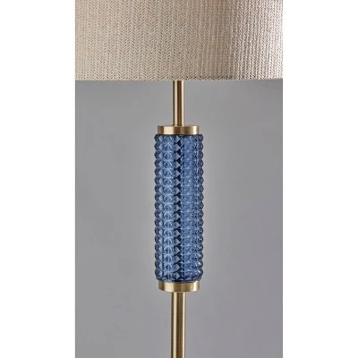 Glass Delilah Floor Lamp Antique Brass/Blue - Adesso 4 Glass Delilah Floor Lamp Antique Brass/Blue - Adesso - Image 4