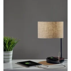 19.5" Oliver Charge Table Lamp Black - Adesso -Adesso Sales GUEST 3b74401d be4b 4b2f a1f4 dd6966e3c714
