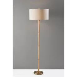 Madeline Floor Lamp Natural Rubberwood Antique Brass - Adesso -Adesso Sales GUEST 3c57c3b8 aac3 488e ac54 d2eede3b7e9d