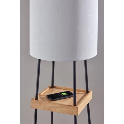 Henry Charge Shelf Floor Lamp Natural Black - Adesso 1 Henry Charge Shelf Floor Lamp Natural Black - Adesso