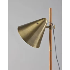 Bryn Floor Lamp Natural Rubberwood Antique Brass - Adesso -Adesso Sales GUEST 6c714f87 3f7f 4ea9 8684 207ab98a63a0