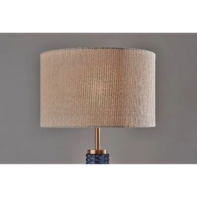 Glass Delilah Floor Lamp Antique Brass/Blue - Adesso 3 Glass Delilah Floor Lamp Antique Brass/Blue - Adesso - Image 3
