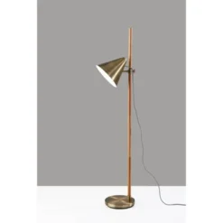 Bryn Floor Lamp Natural Rubberwood Antique Brass - Adesso -Adesso Sales GUEST 7577263c cf12 444f 88d7 08d83fd899b4