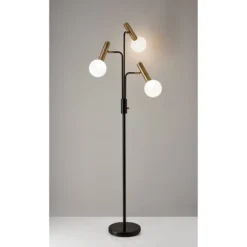 70" Sinclair 3 Arm Floor Lamp (Includes LED Light Bulb) Black - Adesso