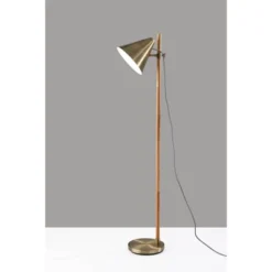 Bryn Floor Lamp Natural Rubberwood Antique Brass - Adesso -Adesso Sales GUEST 81a7ad95 0a1f 42c2 a02b 6150ae133e50