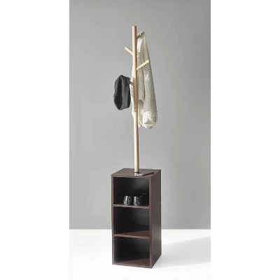 Hutch Storage Coat Rack Walnut - Adesso 2 Hutch Storage Coat Rack Walnut - Adesso - Image 2