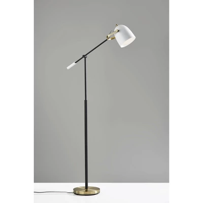Casey Floor Lamp Black/White/Brass - Adesso 1 Casey Floor Lamp Black/White/Brass - Adesso