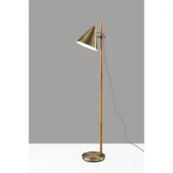 Bryn Floor Lamp Natural Rubberwood Antique Brass - Adesso -Adesso Sales GUEST b6ceb09f d471 4482 b8e0 925716bb8d9d
