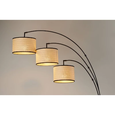 3 Arm Bowery Arc Lamp Black - Adesso 2 3 Arm Bowery Arc Lamp Black - Adesso - Image 2